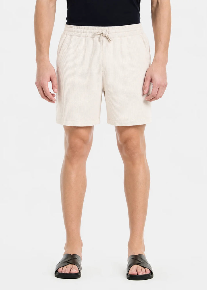 Ivory Waffle Knit Shorts
