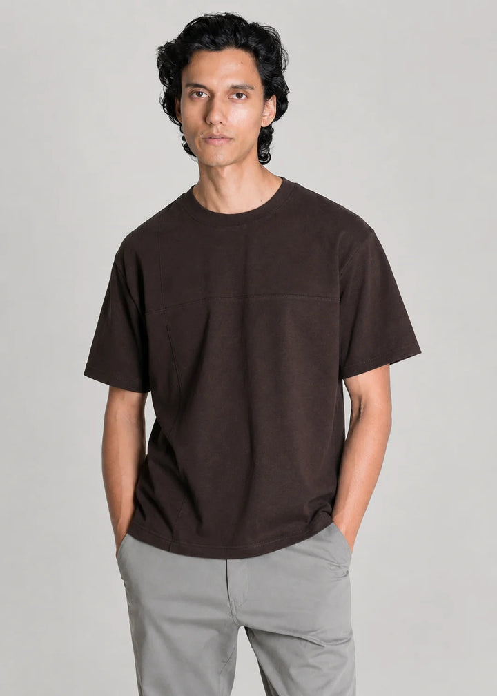 Mocha Brown Seam Detail T-Shirt