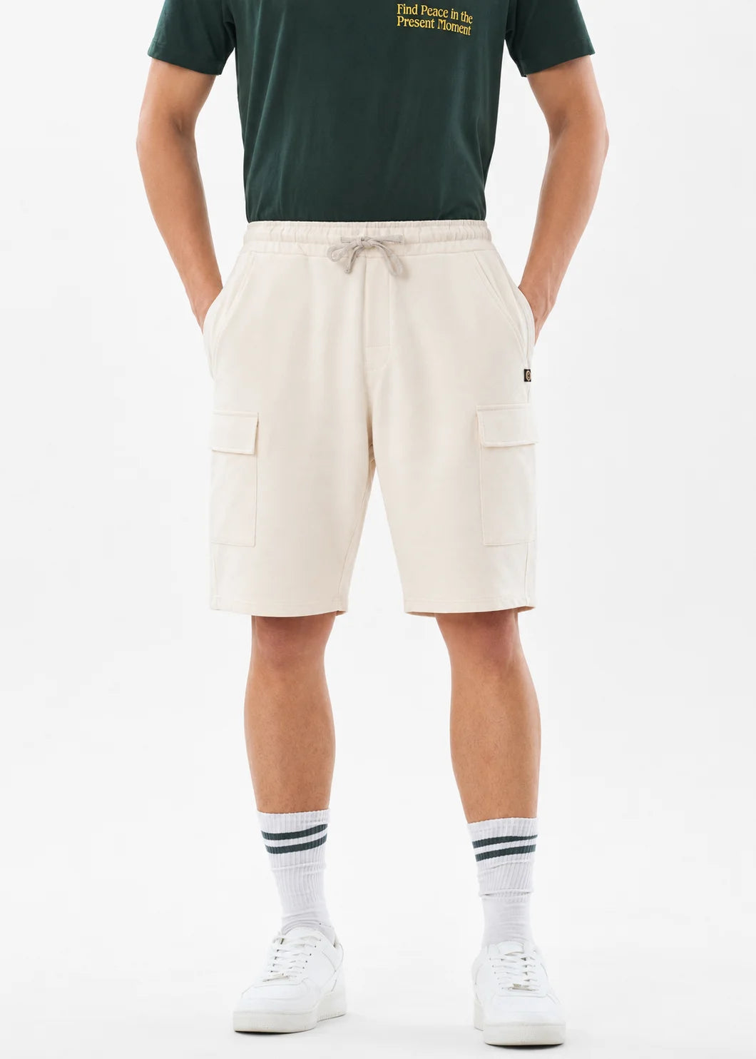 Bone Cream Stretch Cargo Shorts