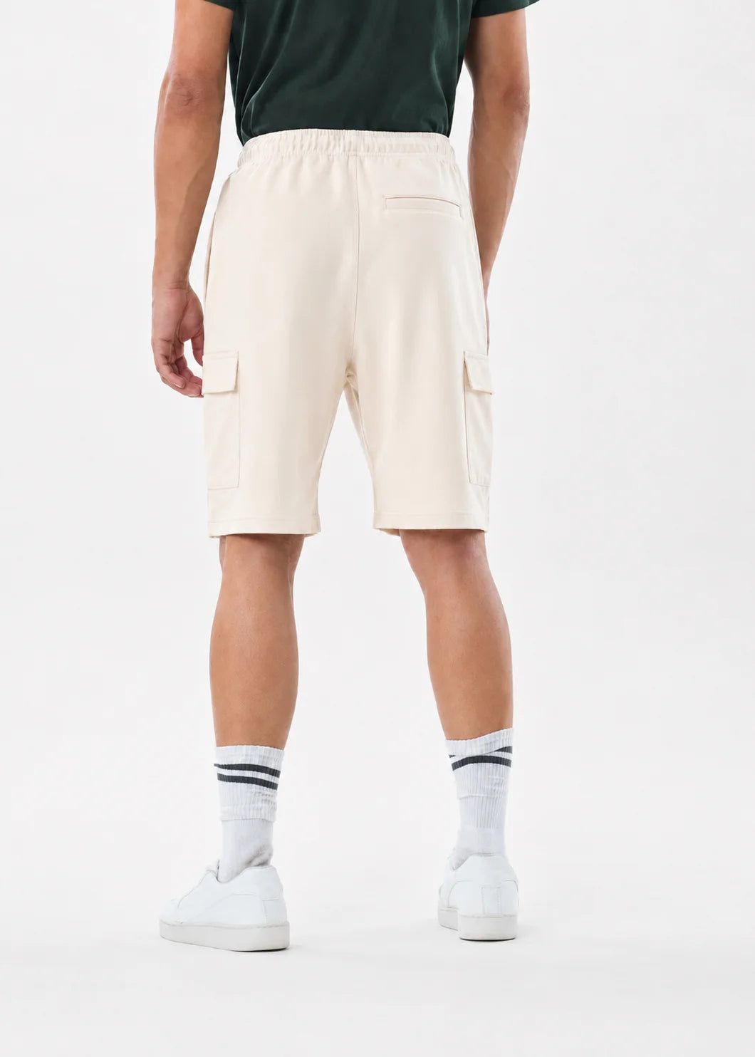 Bone Cream Stretch Cargo Shorts