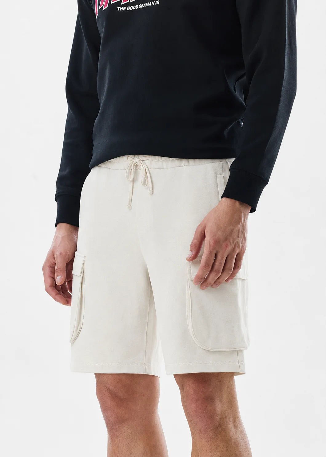 Ecru Luxe Terry Cargo Shorts