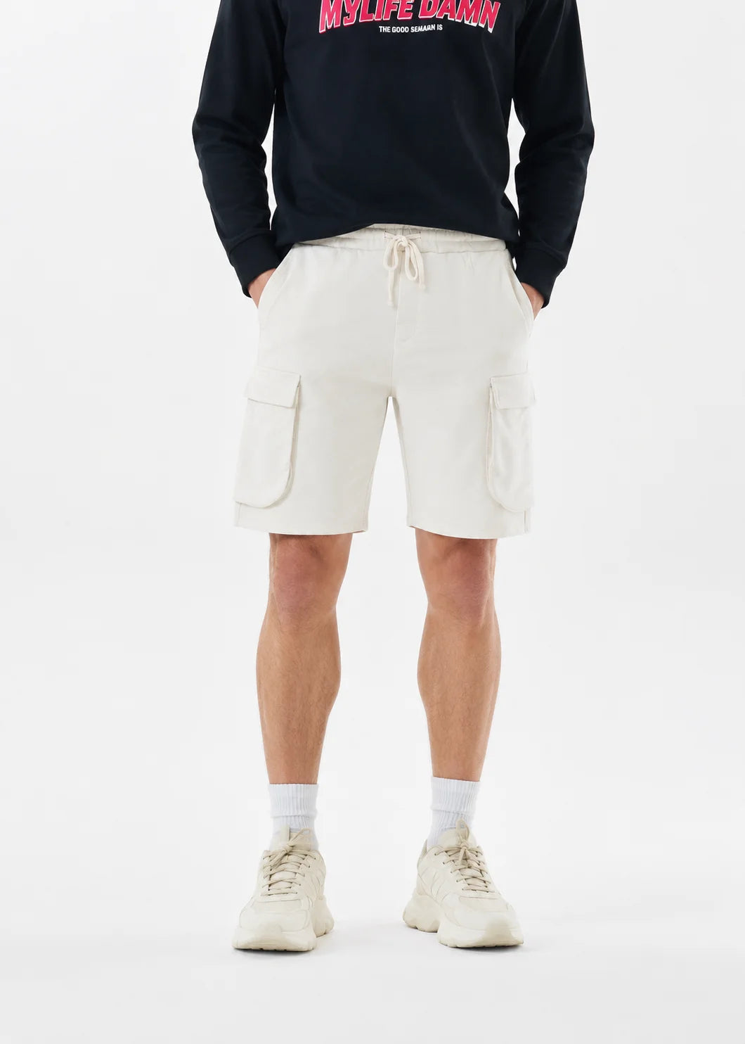 Ecru Luxe Terry Cargo Shorts
