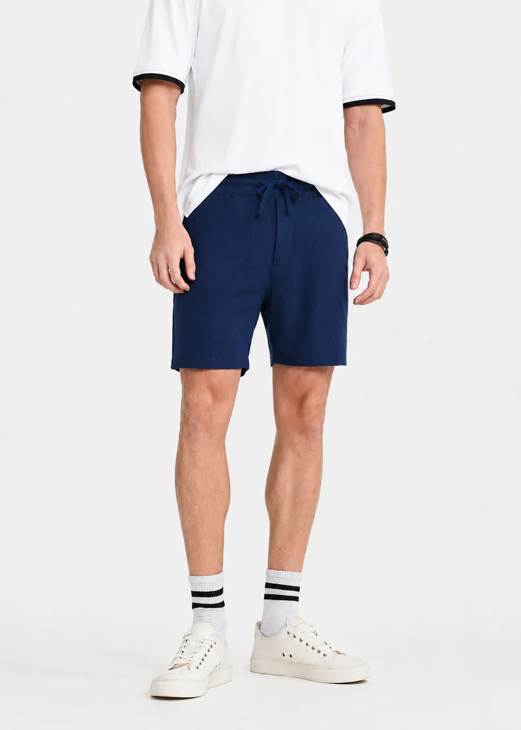 Midnight Navy Waffle Knit Shorts