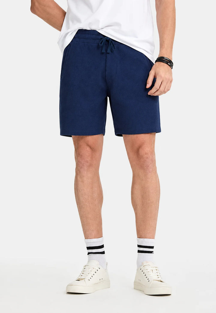 Midnight Navy Waffle Knit Shorts