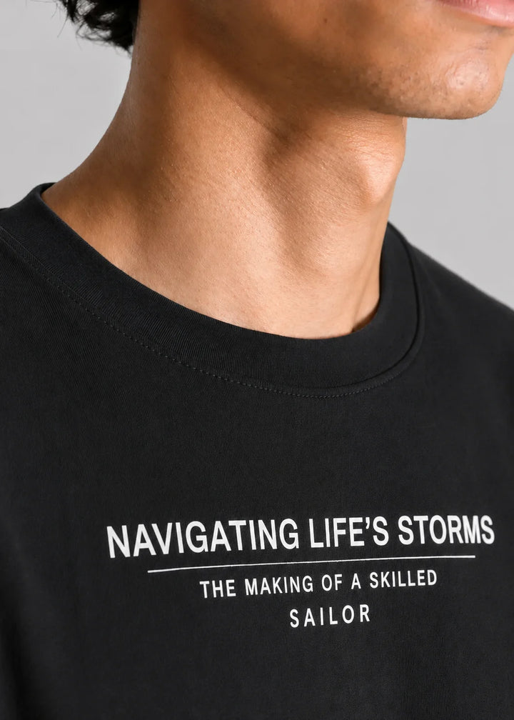 Black Oversized Cotton Stretch T-Shirt