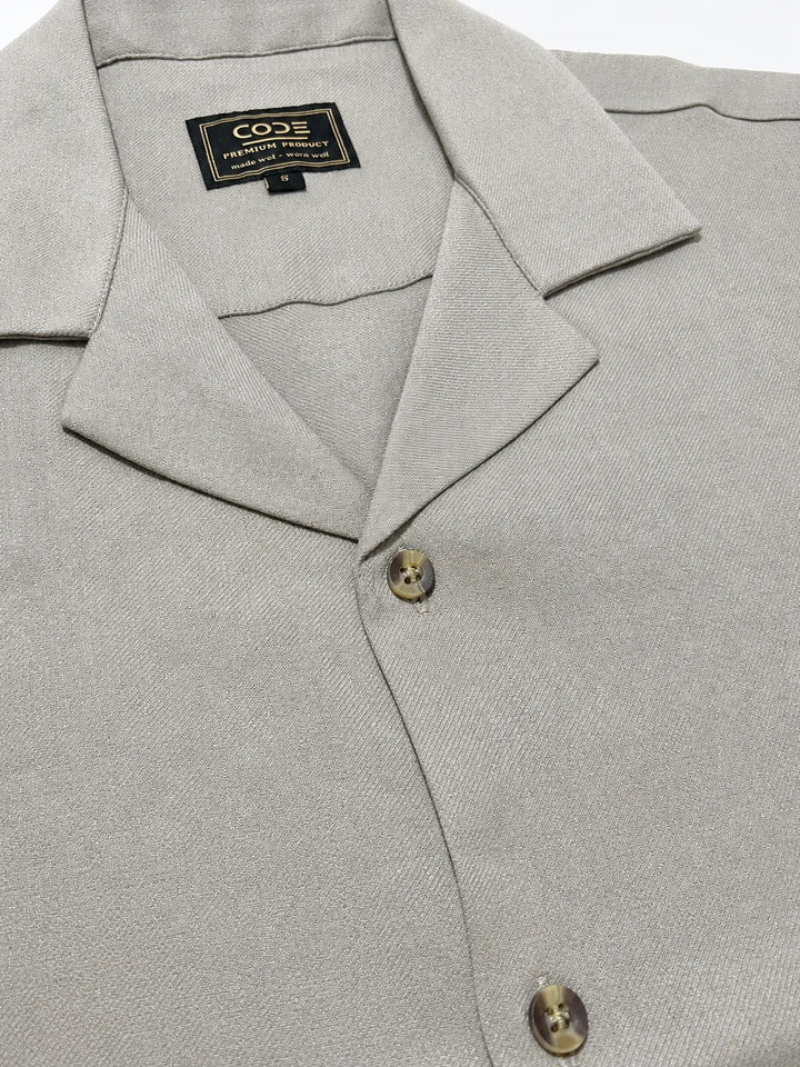 Abbey Stone Linen Cuban Collar Shirt