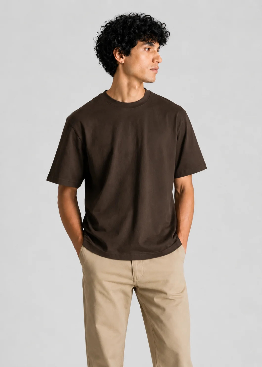 Heavy Box-Fit T-shirt — Brown