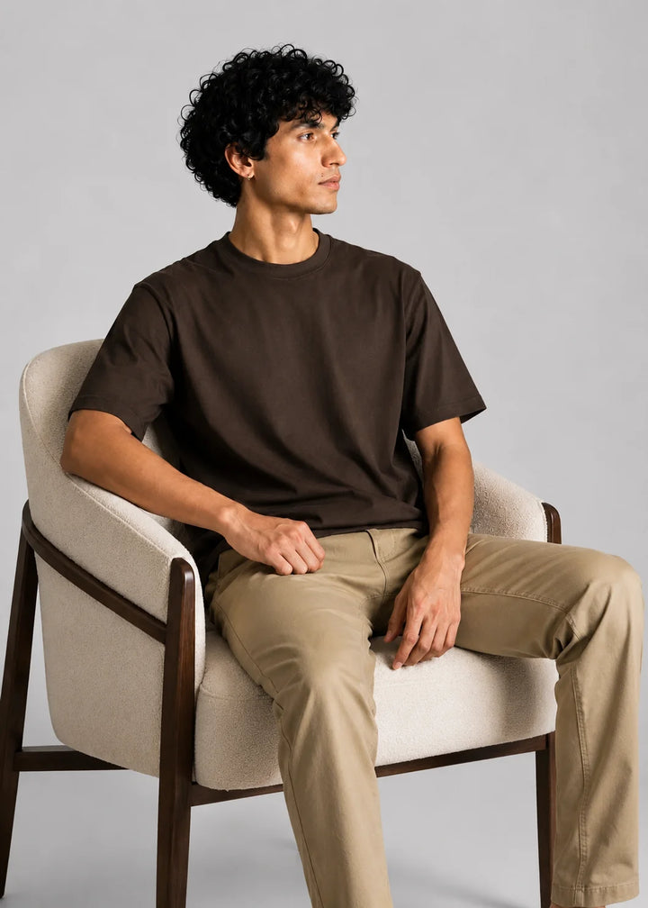 Heavy Box-Fit T-shirt — Brown