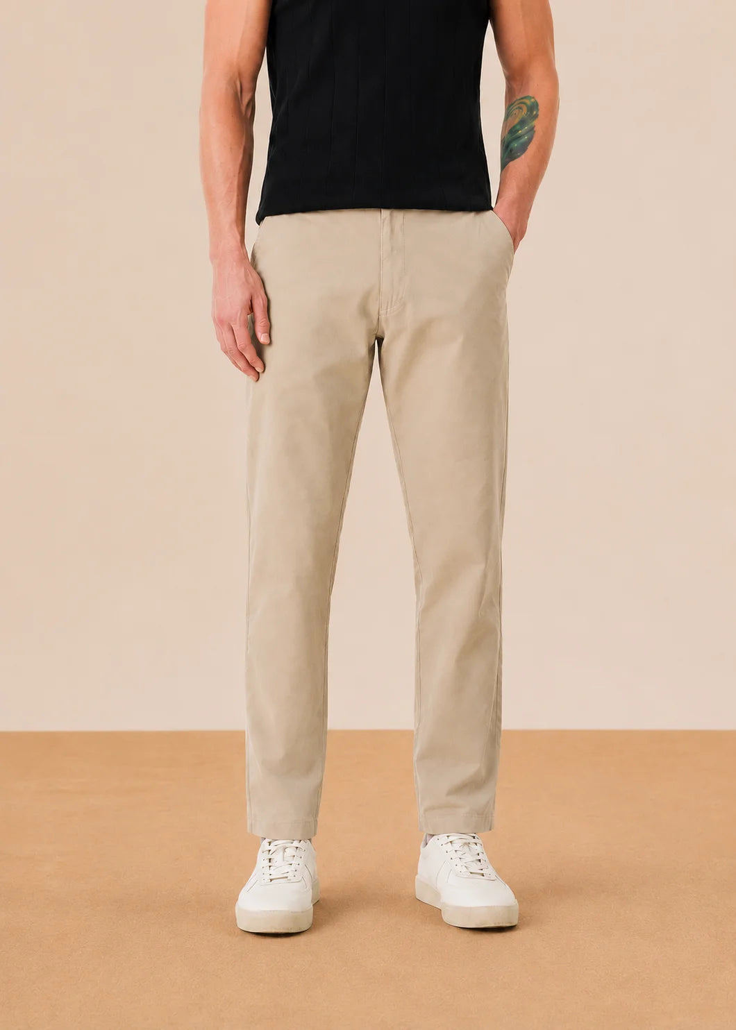 Stone Beige Stretch Chinos