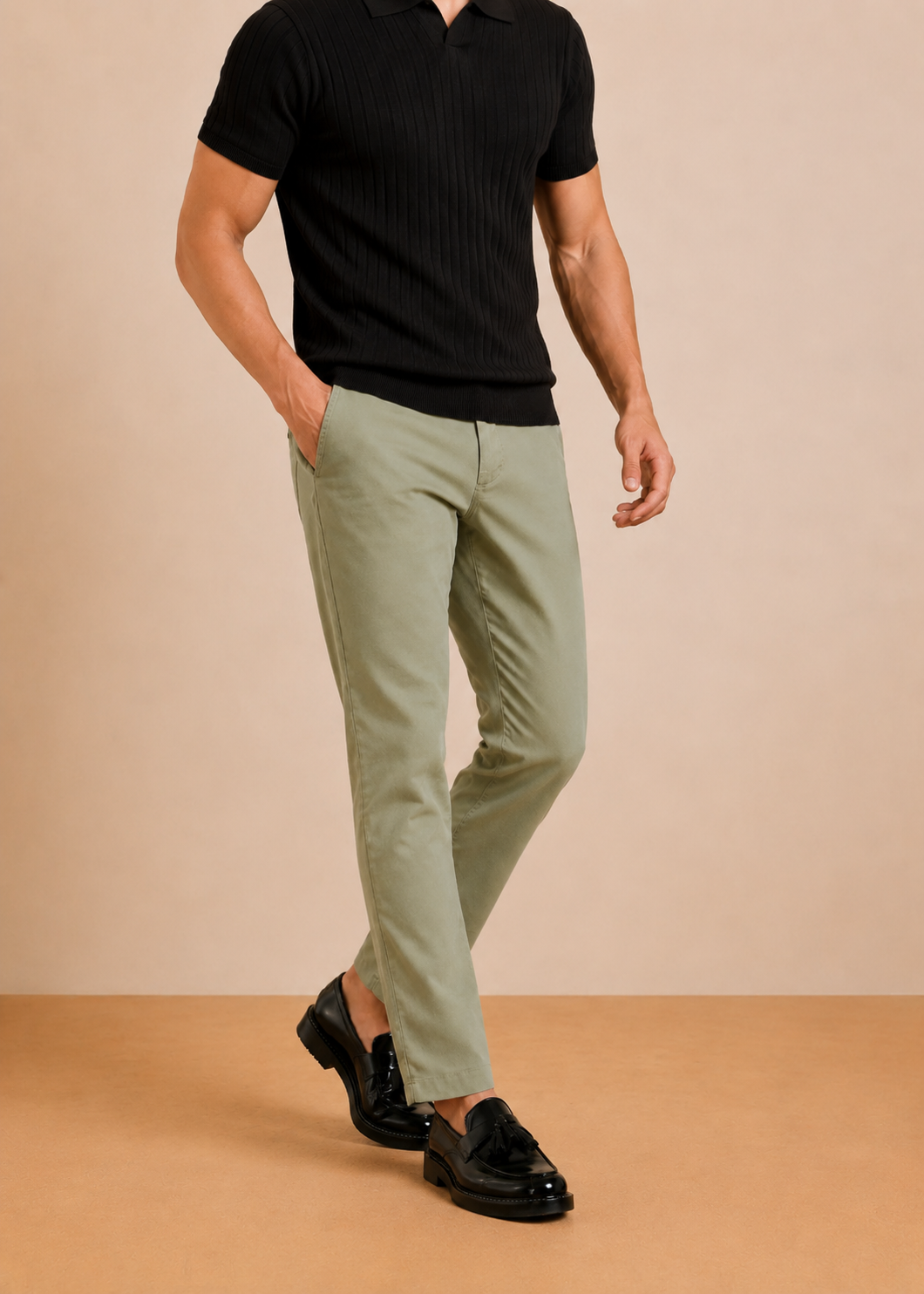 Pale Khaki Stretch Chinos