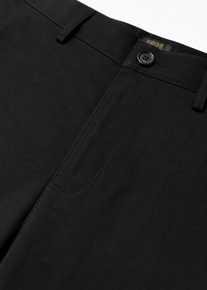 Black Stretch Chinos Cotton Pant