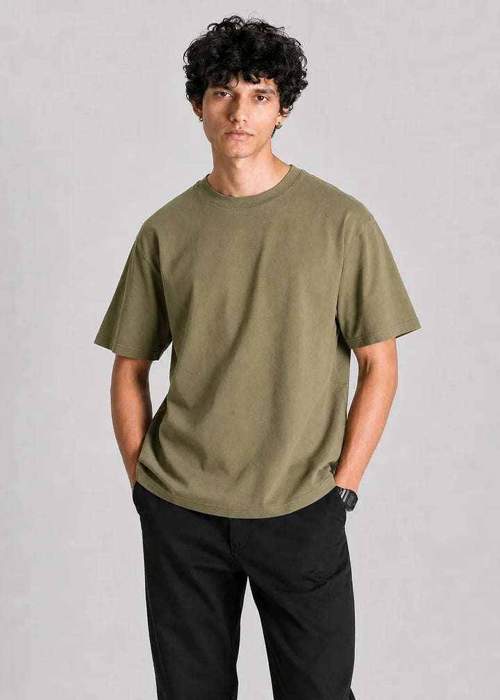 Stretch Relaxed Fit T-shirt — Olive Green