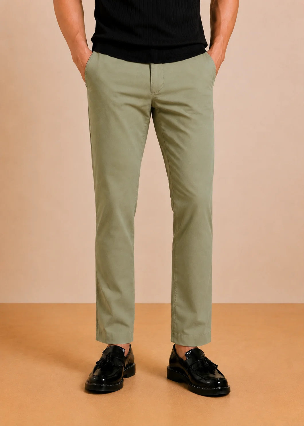 Pale Khaki Stretch Chinos