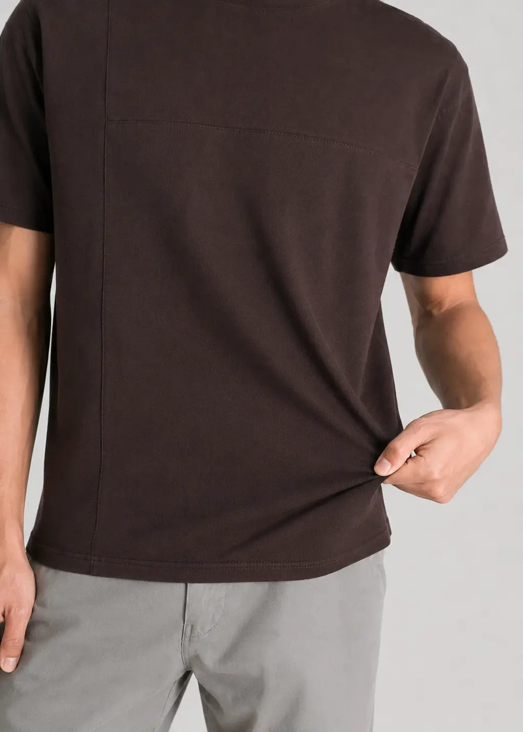 Mocha Brown Seam Detail T-Shirt
