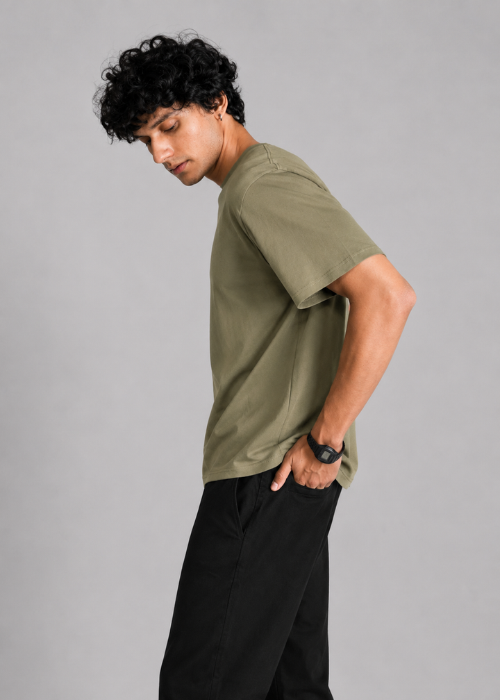 Cotton Stretch T-Shirt – Olive Green
