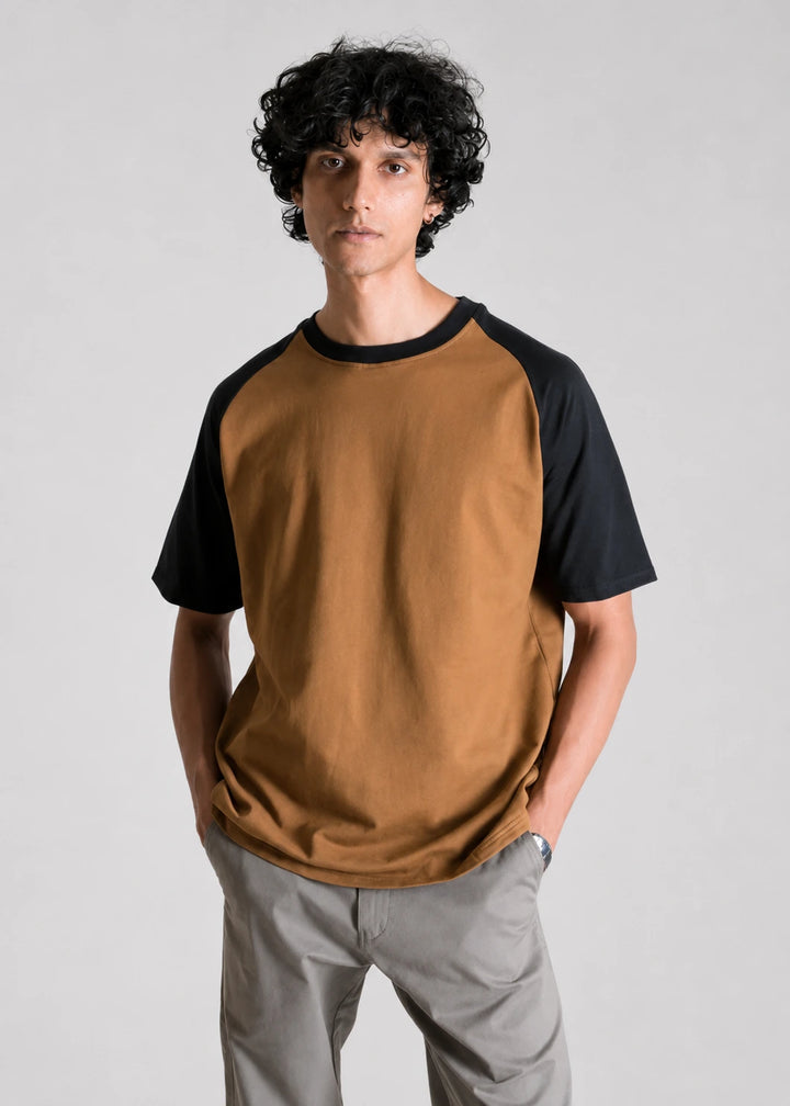 Heavy Relaxed Raglan T-shirt — Brown & Black