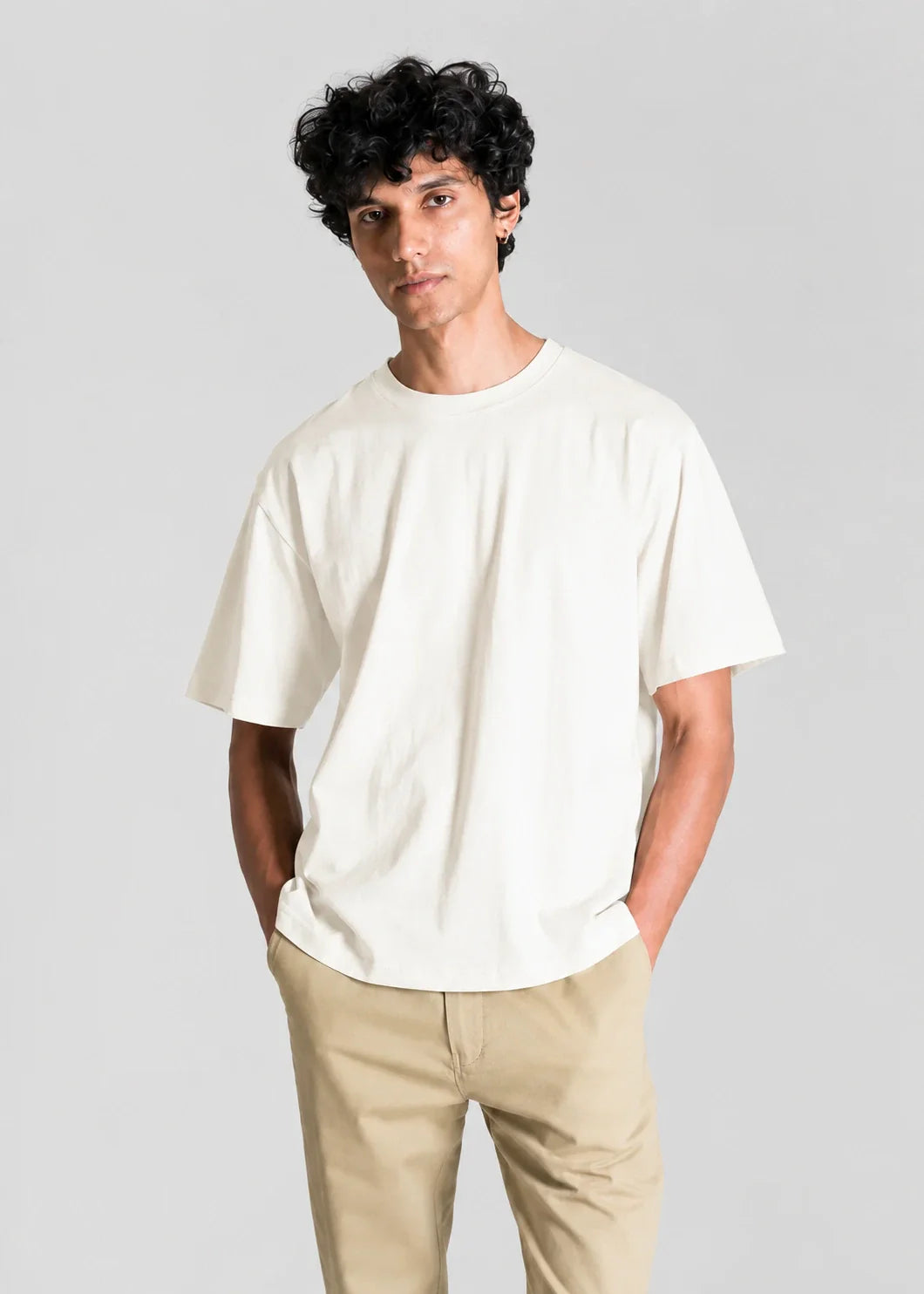 Heavy Box-Fit T-Shirt Pack of 2 - Brown & Off White