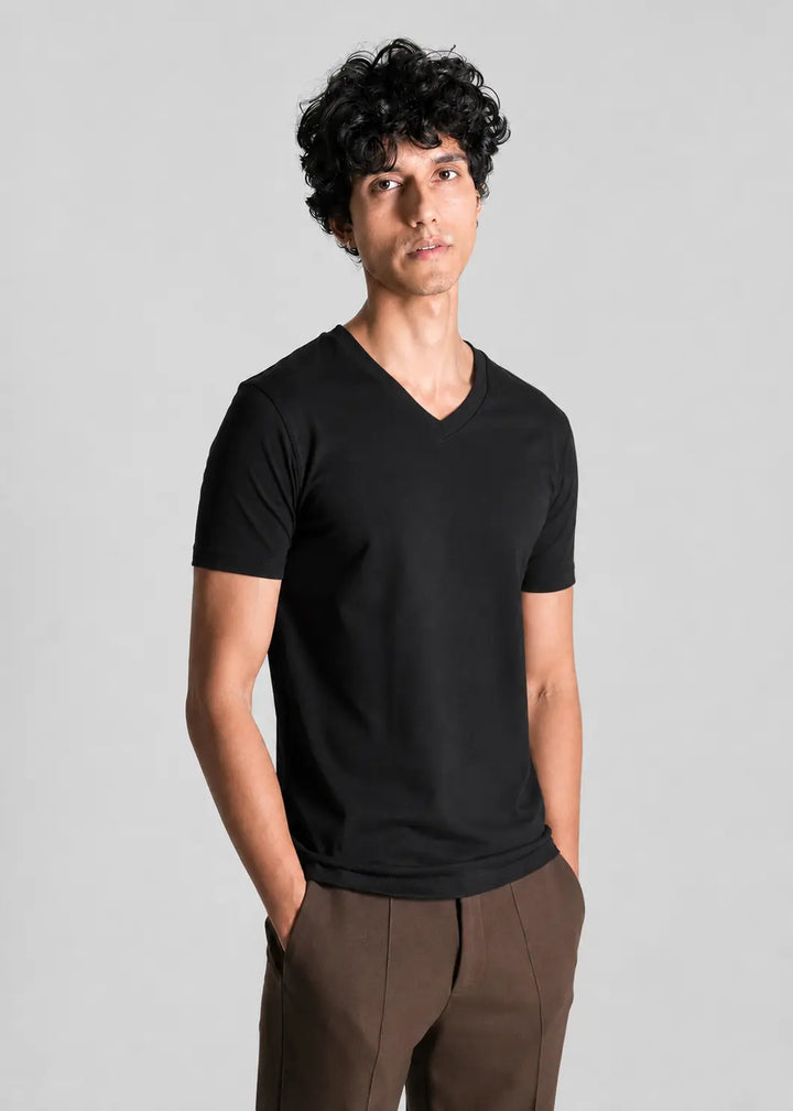 V-Neck Cotton Stretch T-Shirt