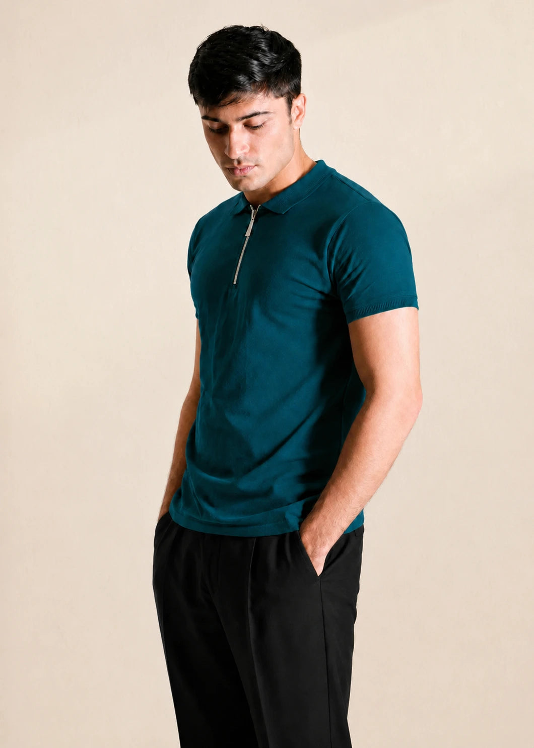 Zipper Polo Shirt – C-Green