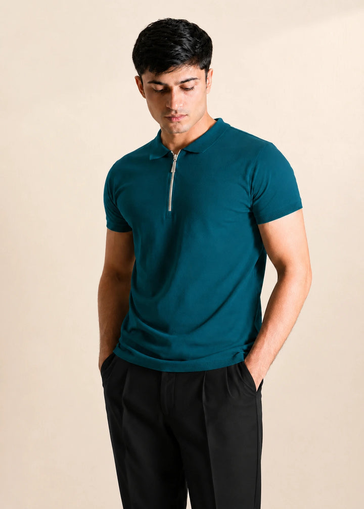 Zipper Polo Shirt – C-Green