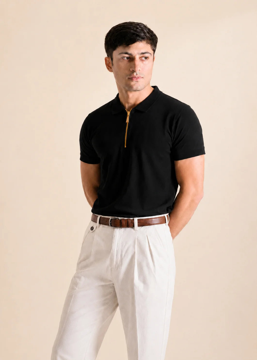 Zipper Polo Shirt – Black