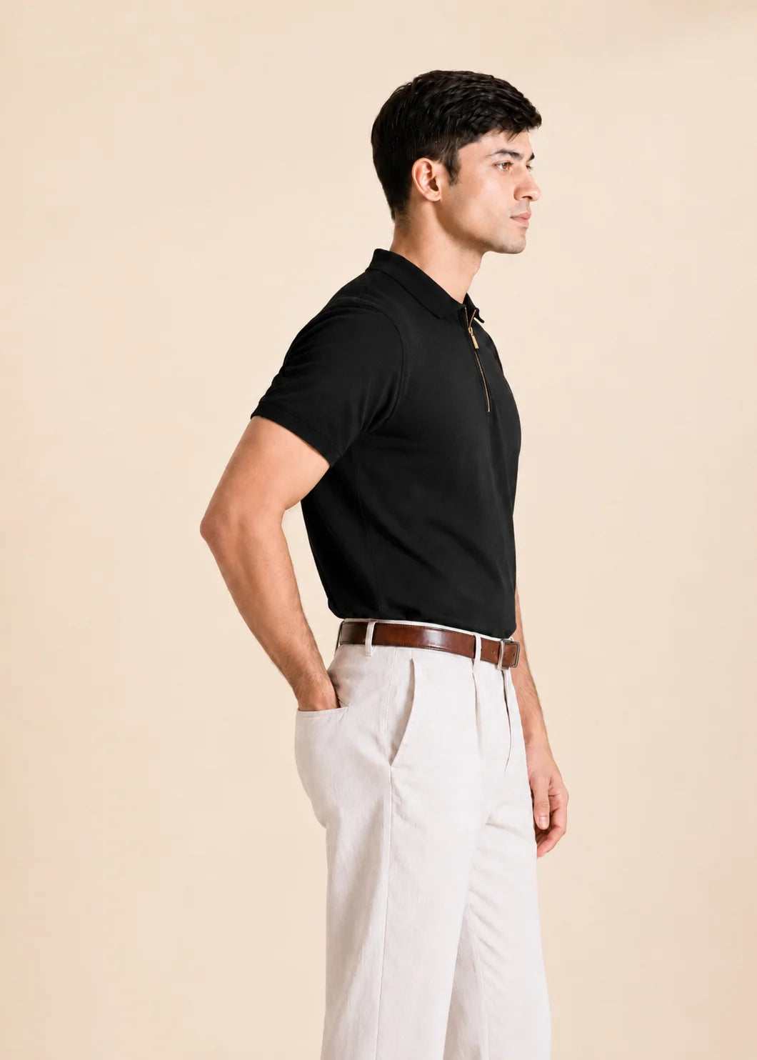 Zipper Polo Shirt – Black