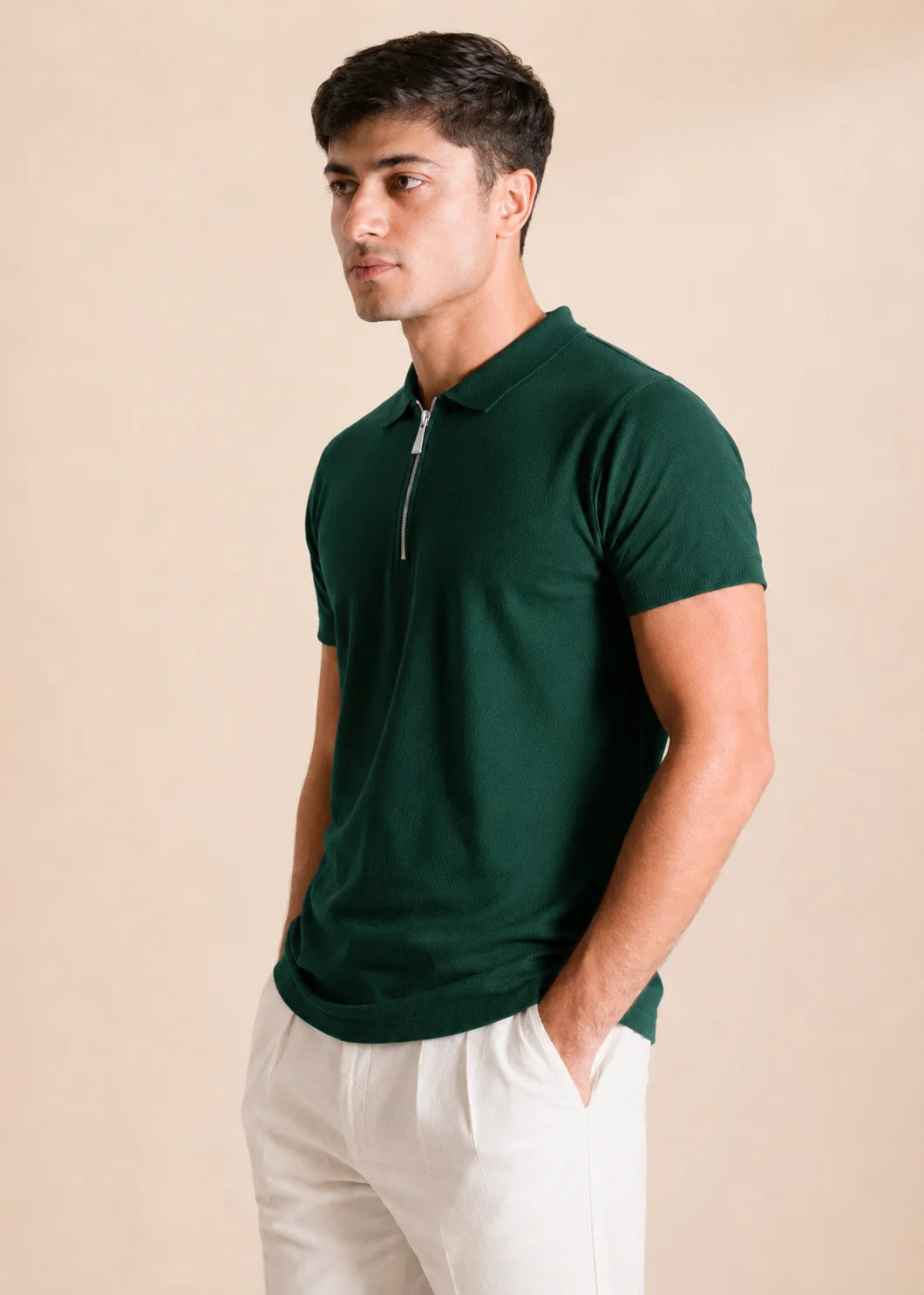 Zipper Polo Shirt – Green