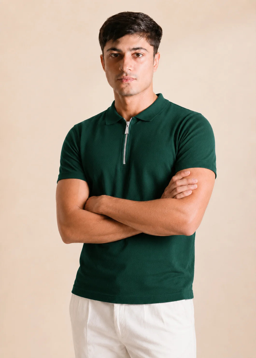 Zipper Polo Shirt – Green