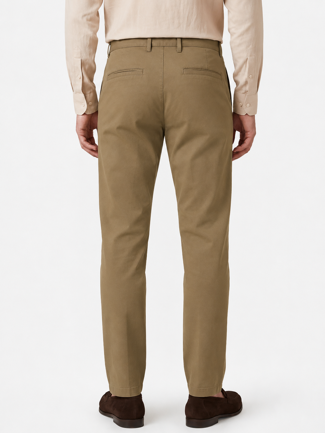 Grey Textured Cuban Collar Shirt & Khaki Stretch Chinos