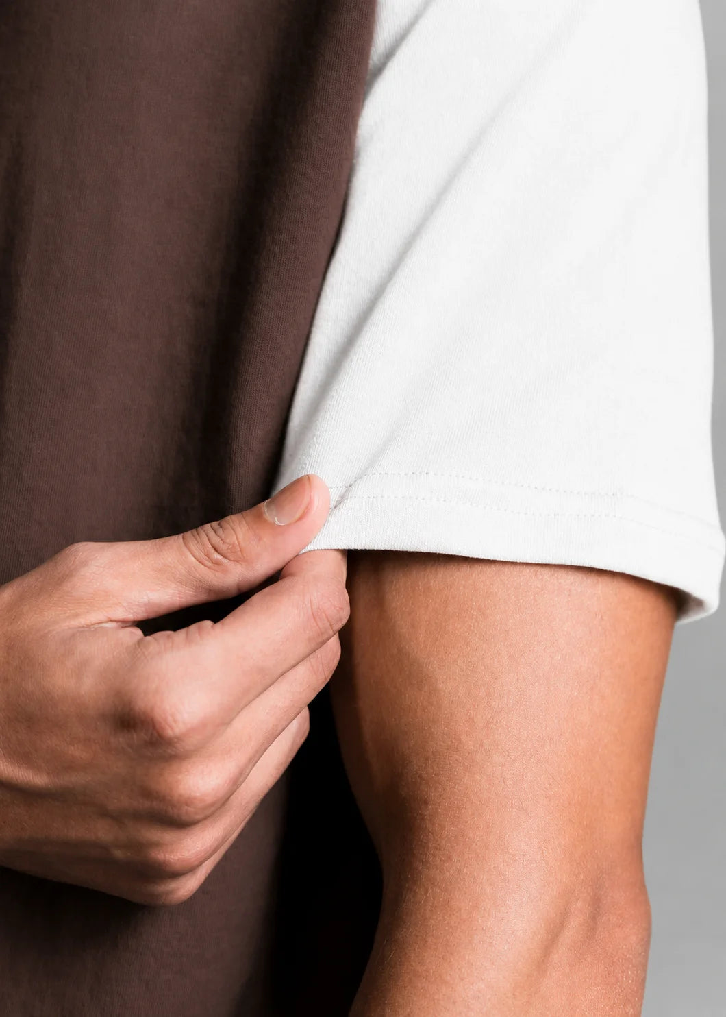 Heavy Relaxed Raglan T-shirt — Dark Brown & White