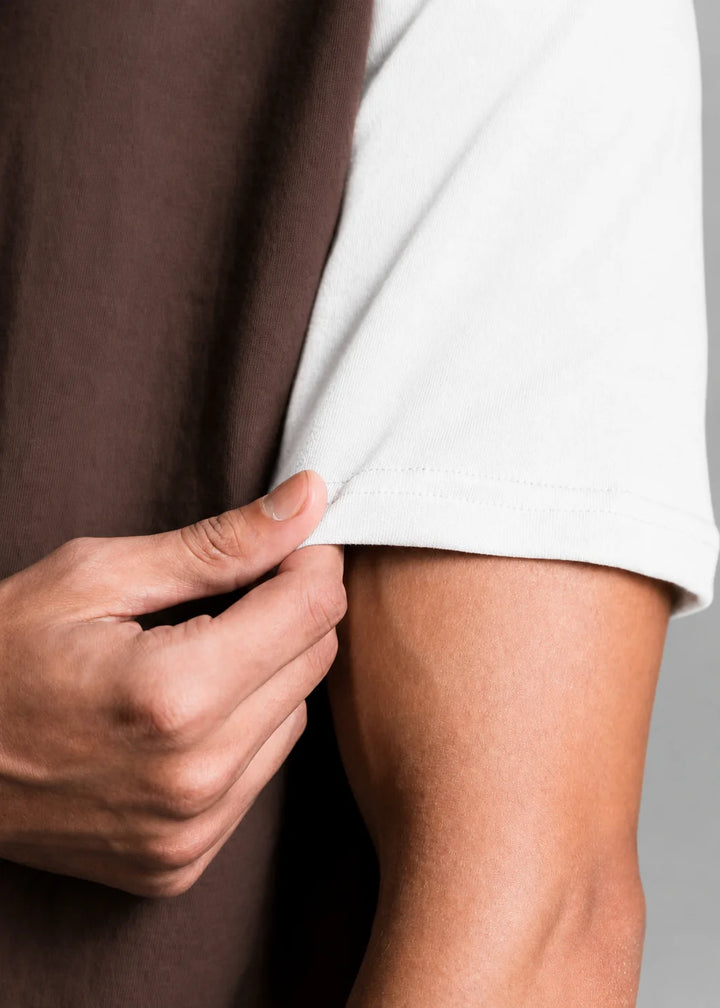 Heavy Relaxed Raglan T-shirt — Dark Brown & White