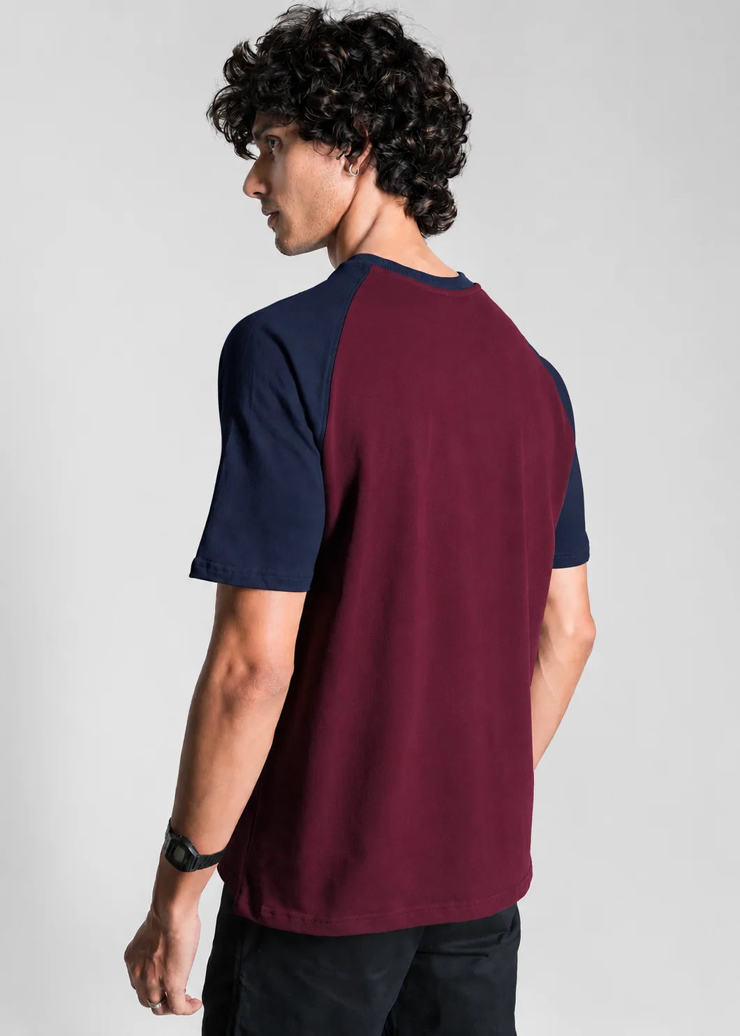 Heavy Relaxed Raglan T-shirt — Maroon & Navy