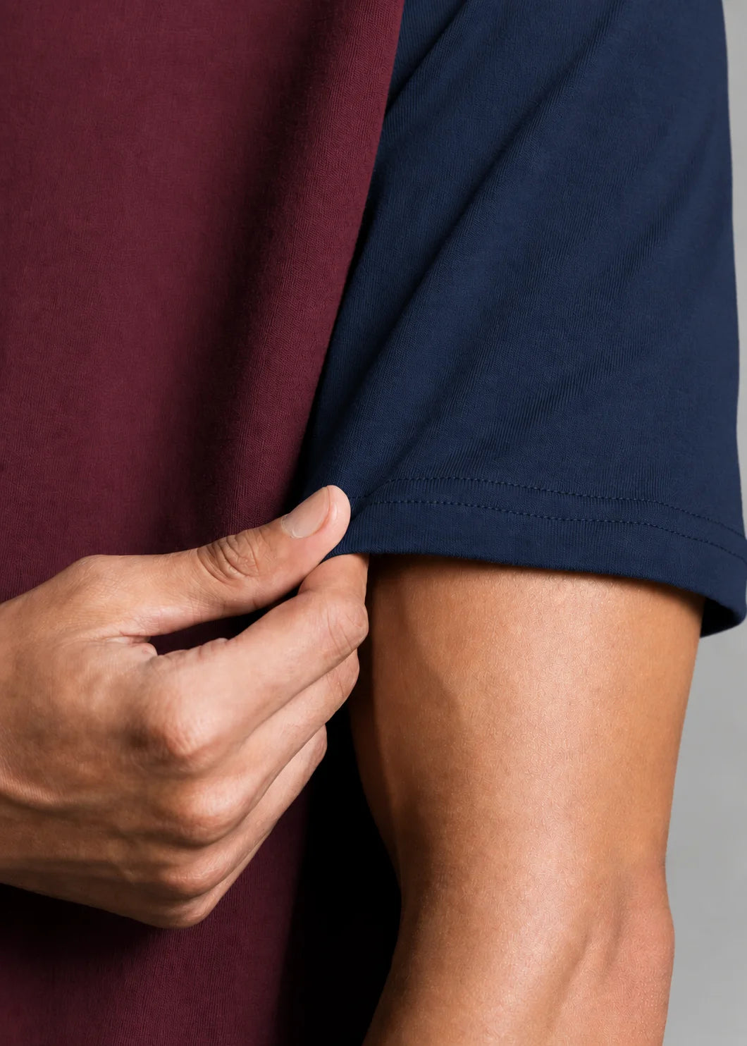 Heavy Relaxed Raglan T-shirt — Maroon & Navy