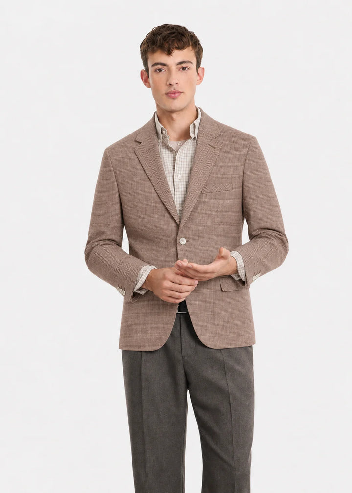 Mochaccino Check Blazer — Khaki