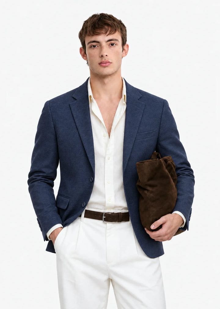 Navy Luxe Textured Blazer