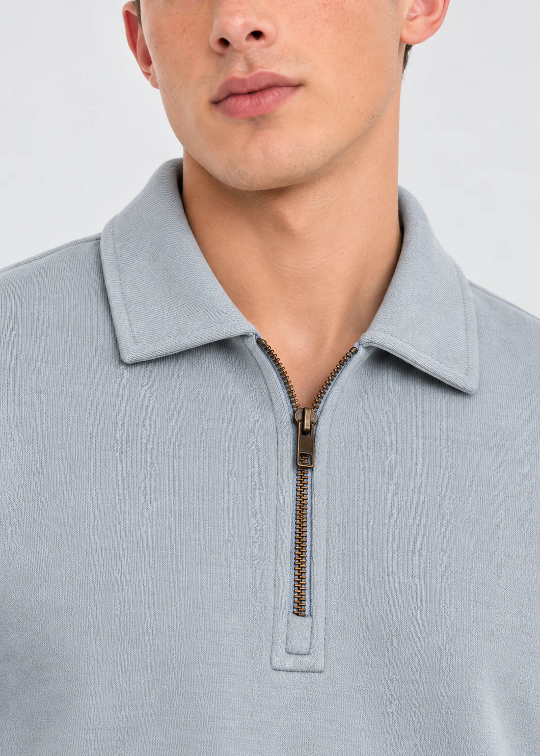 Threadbare Nordic Grey Quarter Zip Collared Sweatshirt