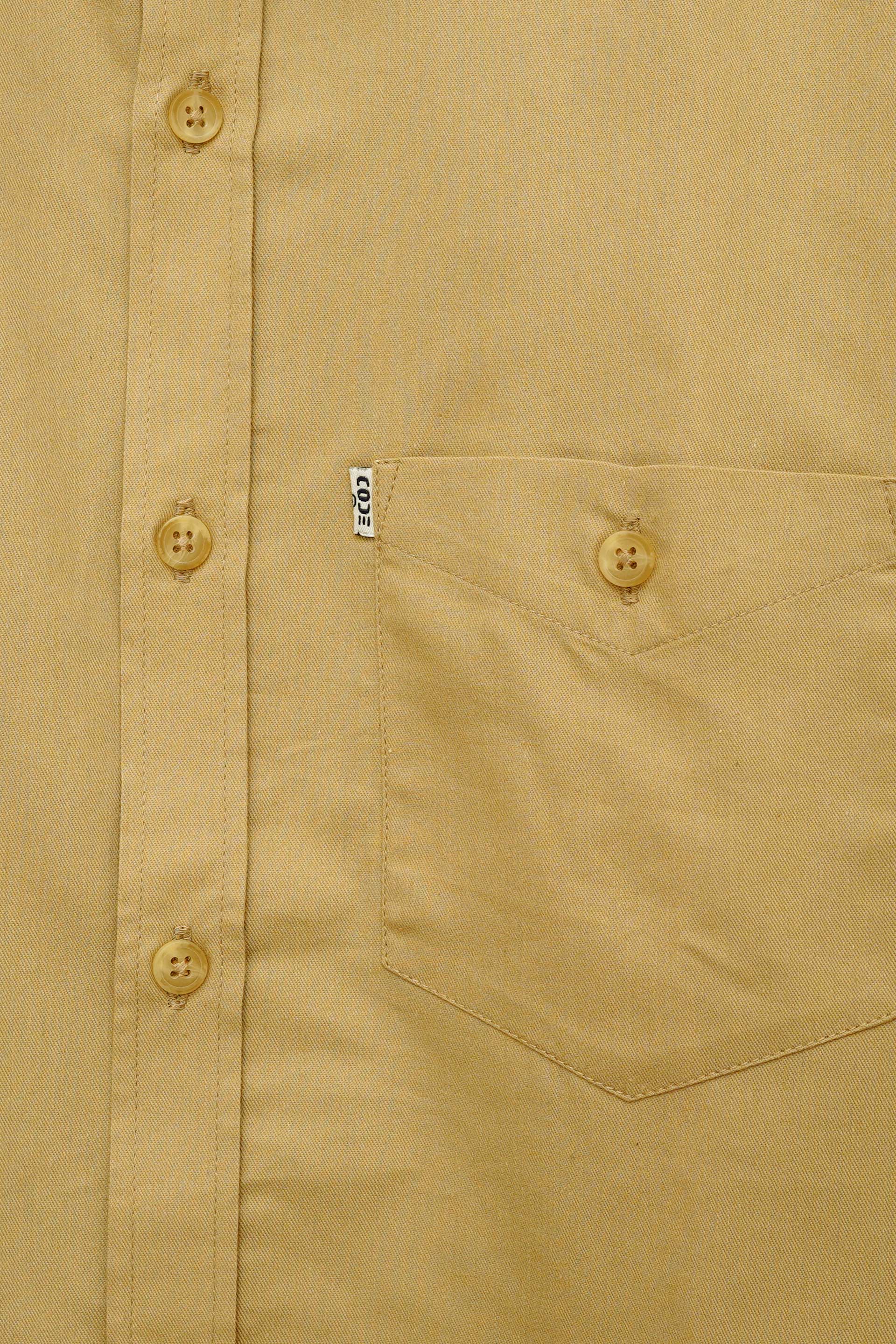Beige Denim Plain Casual Shirt