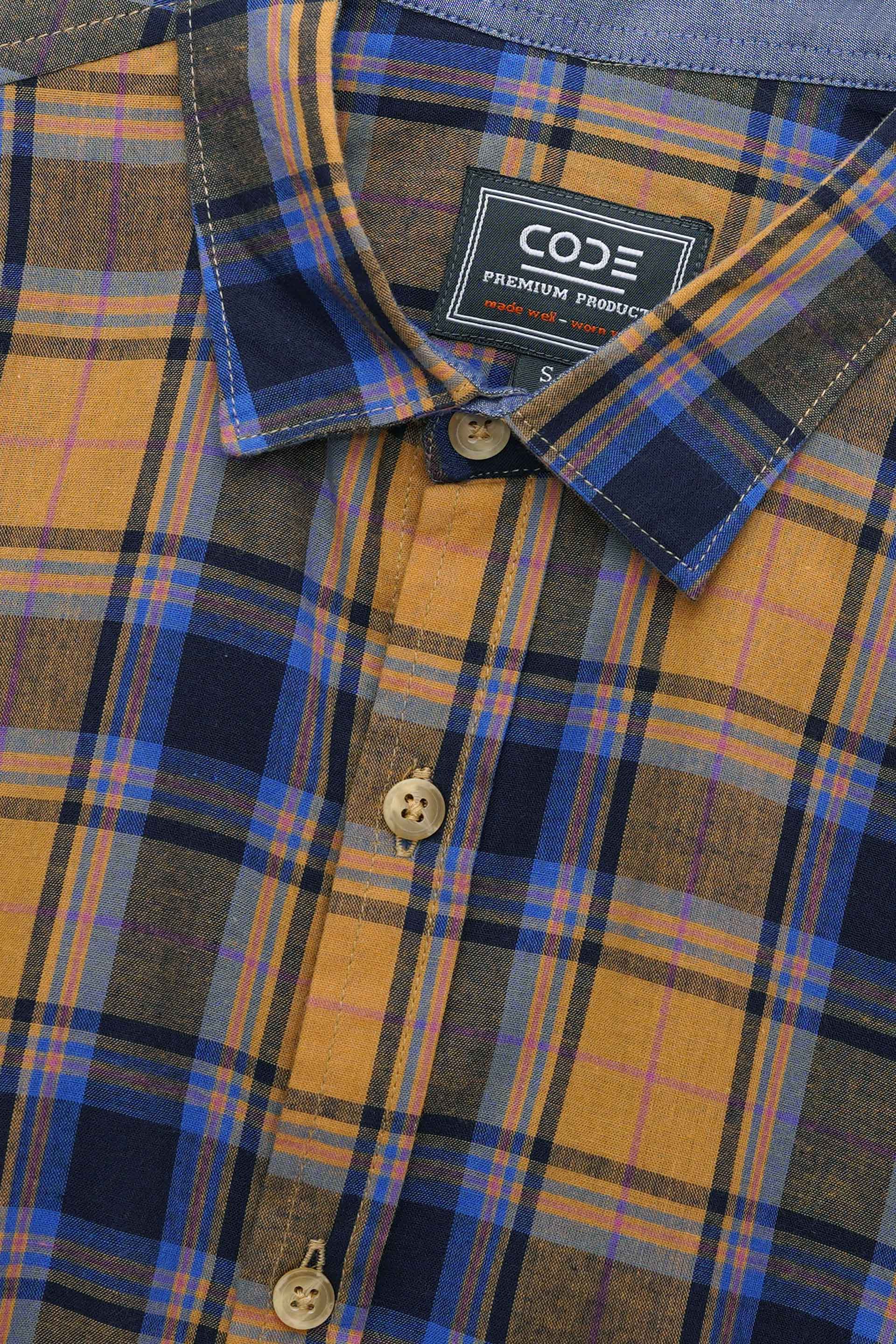 Check Yellow/Blue Casual Shirt