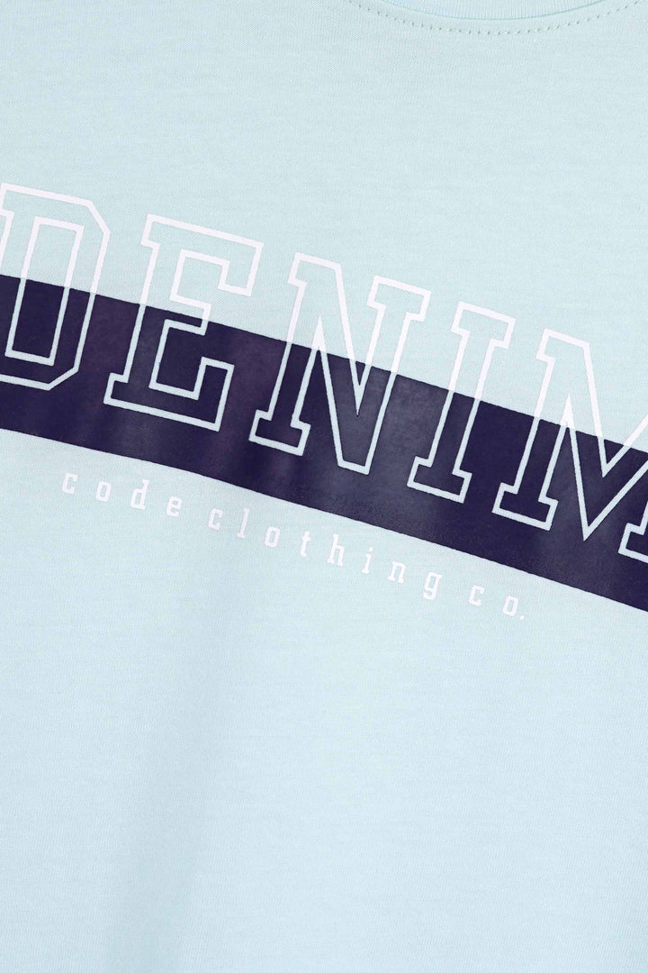 Sky Blue Graphic Printed T-Shirt