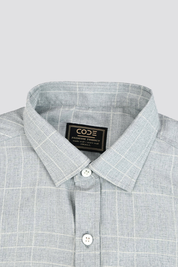 LIGHT GREY CHECK CASUAL SHIRT