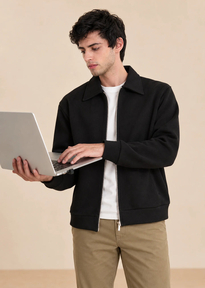 Alpine Black Collared Sweatshirt