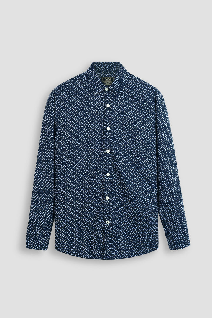 PRINTED NAVY CASUAL SHIRT