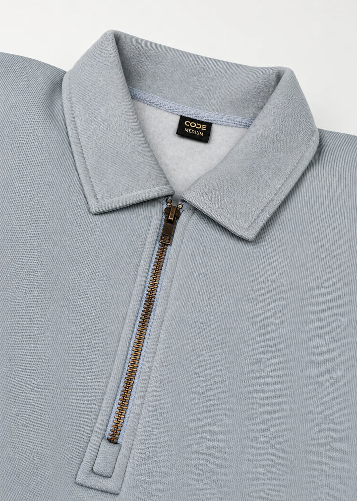 Threadbare Nordic Grey Quarter Zip Collared Sweatshirt