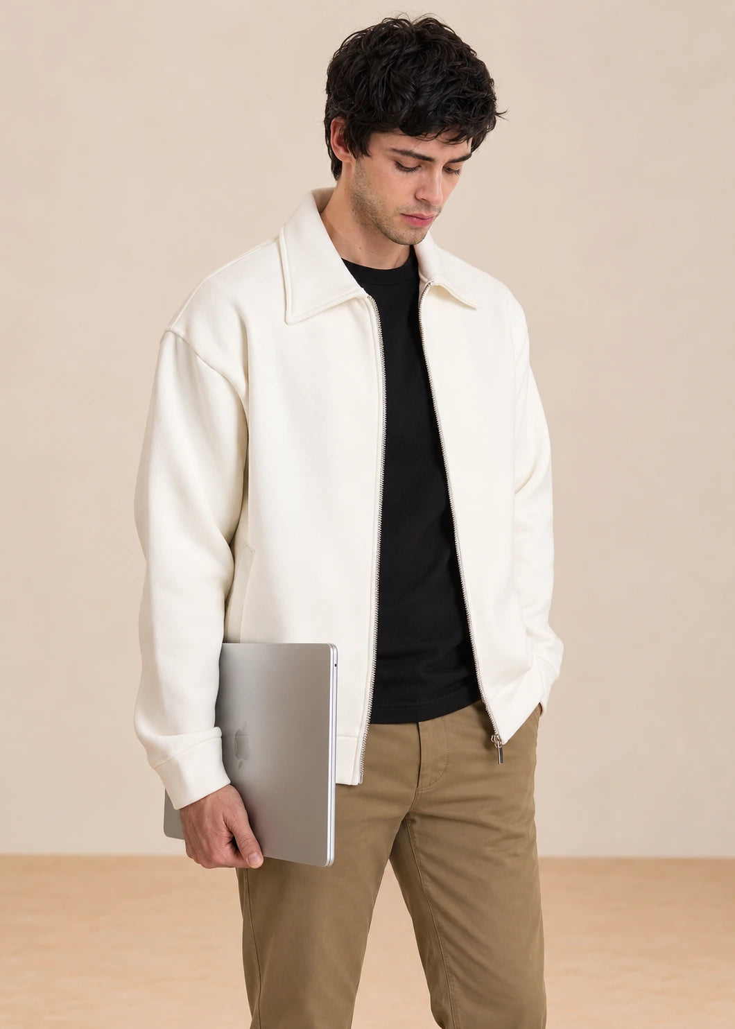 Off White Collared Sweatshirt
