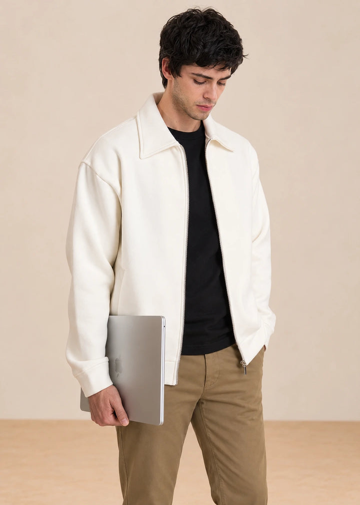 Off White Collared Sweatshirt