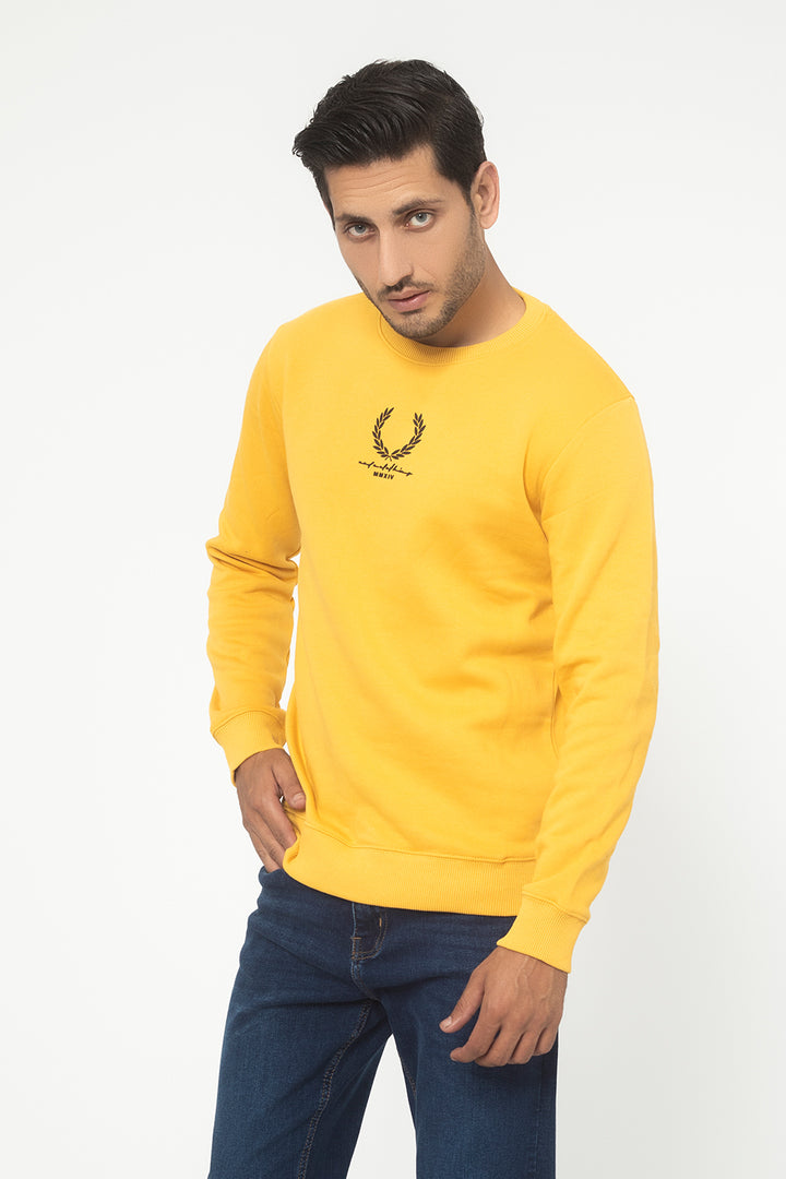 YELLLOW FLEECE REGULAR FIT SWEAT SHIRT