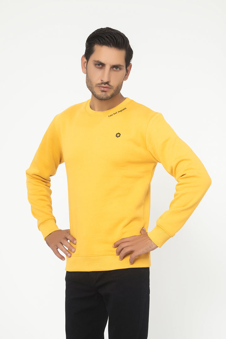 YELLOW FLEECE CREW NECK SWEAT SHIRT