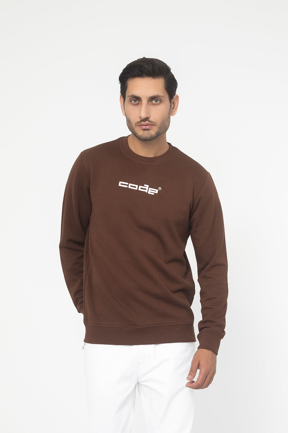 BROWN FLEECE CREW NECK SWEAT SHIRT