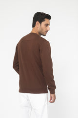 BROWN FLEECE CREW NECK SWEAT SHIRT