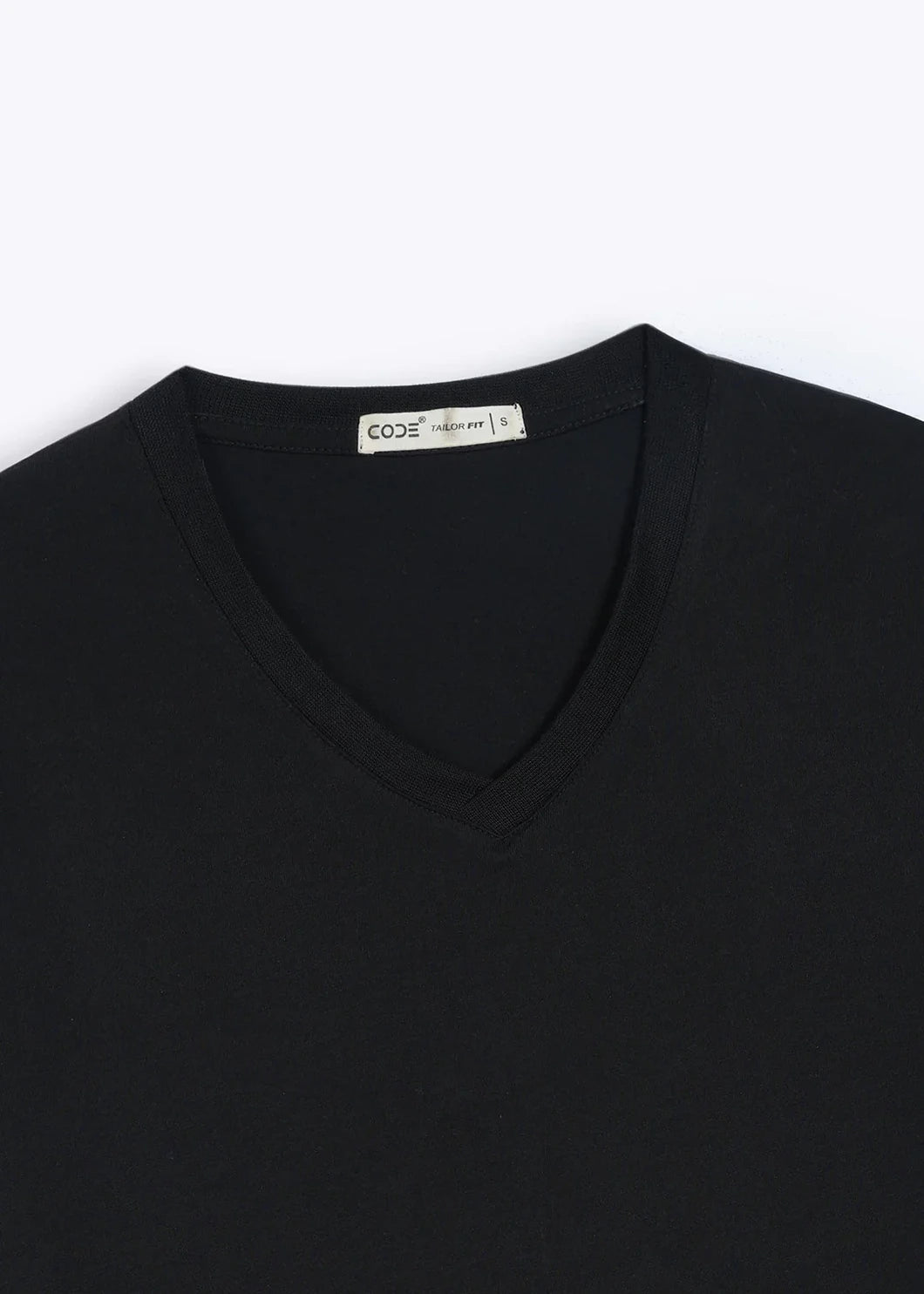 Black V-Neck Cotton Stretch T-Shirt